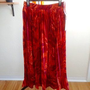 Silk Floral Maxi Pleated Skirt size M Her Destiny